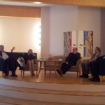 Mulgimaa tulevikukonverentsil vasakult Toomas H Ilves, Tiina Kaalep, Andres Arrak, Mati Lauri ja Karl Pajusalu
