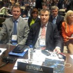 Eesti IPU delegatsioon saalis: T.Kõiv, J.Õunapuu, E.Nool ja M. Tuus-Laul.