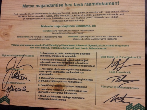 Metsa majandamise hea tava kirjutati puu peale