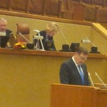 Leedu PM Butkevicius kõneleb ja endine PM Kirkilas juhatab